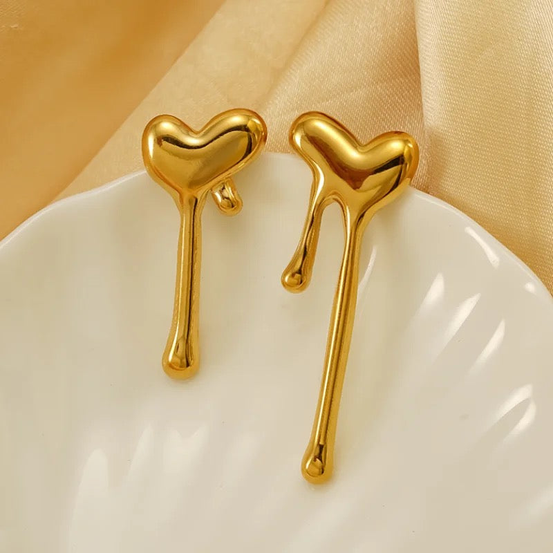 Drippy Long Heart Earrings