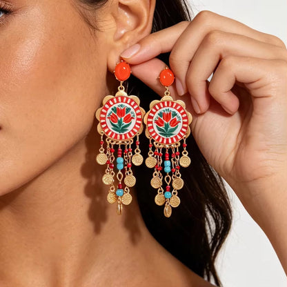 Gulnaar Coin Tassel Earrings