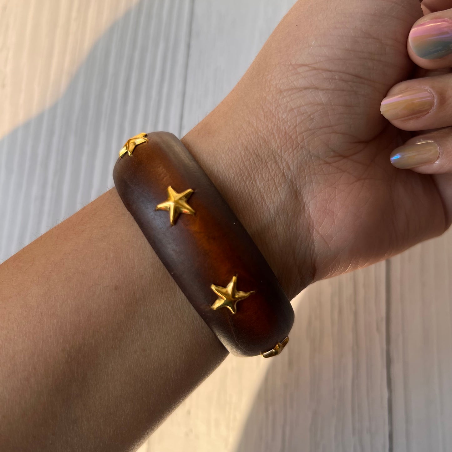 Brown Star Wooden Bangle