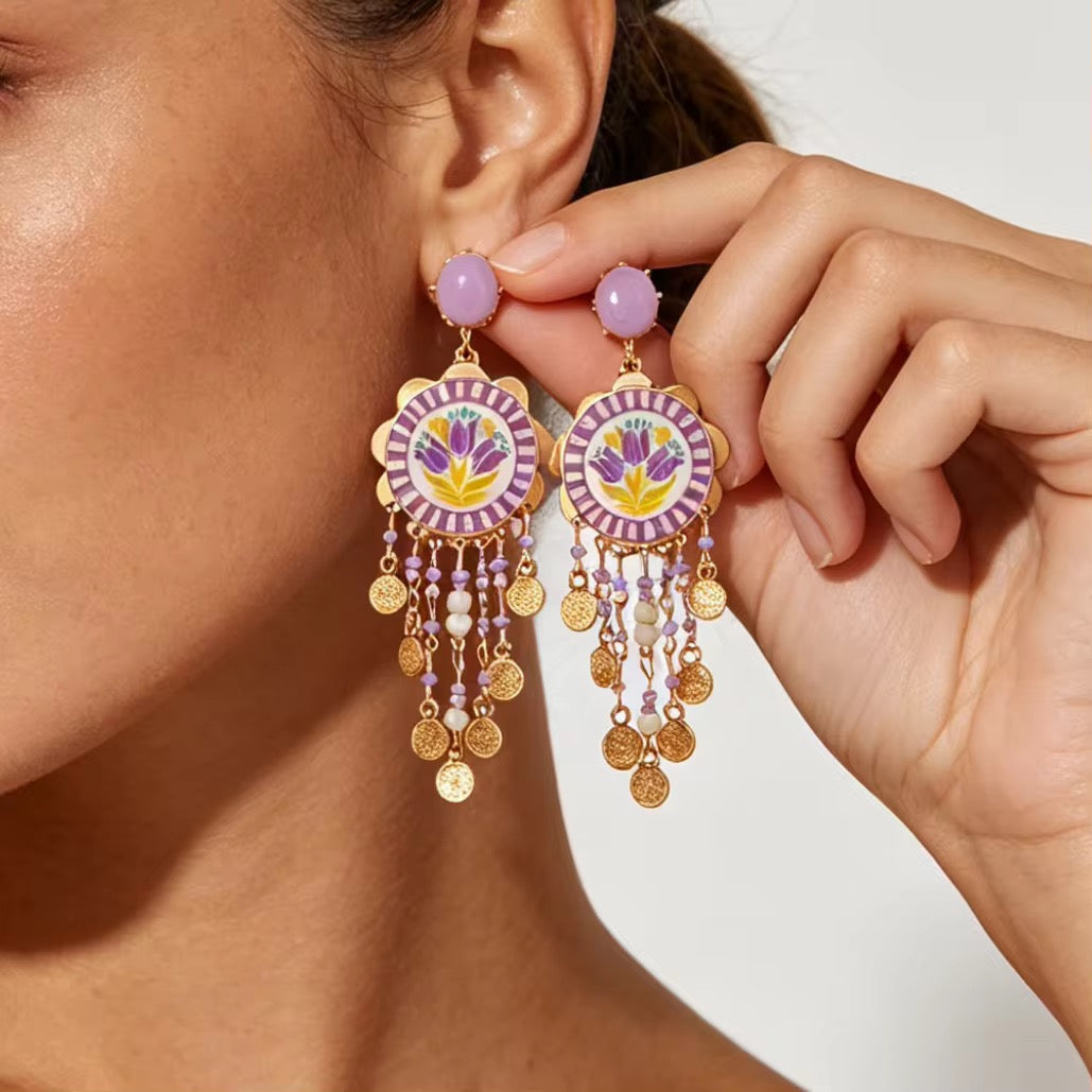 Gulnaar Coin Tassel Earrings
