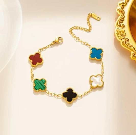 Multicolor Clover Tennis Bracelet