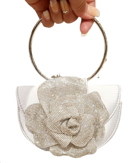 Pearl White Shimmer Rose Bag