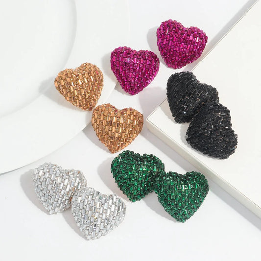 Rhinestone Heart Studs