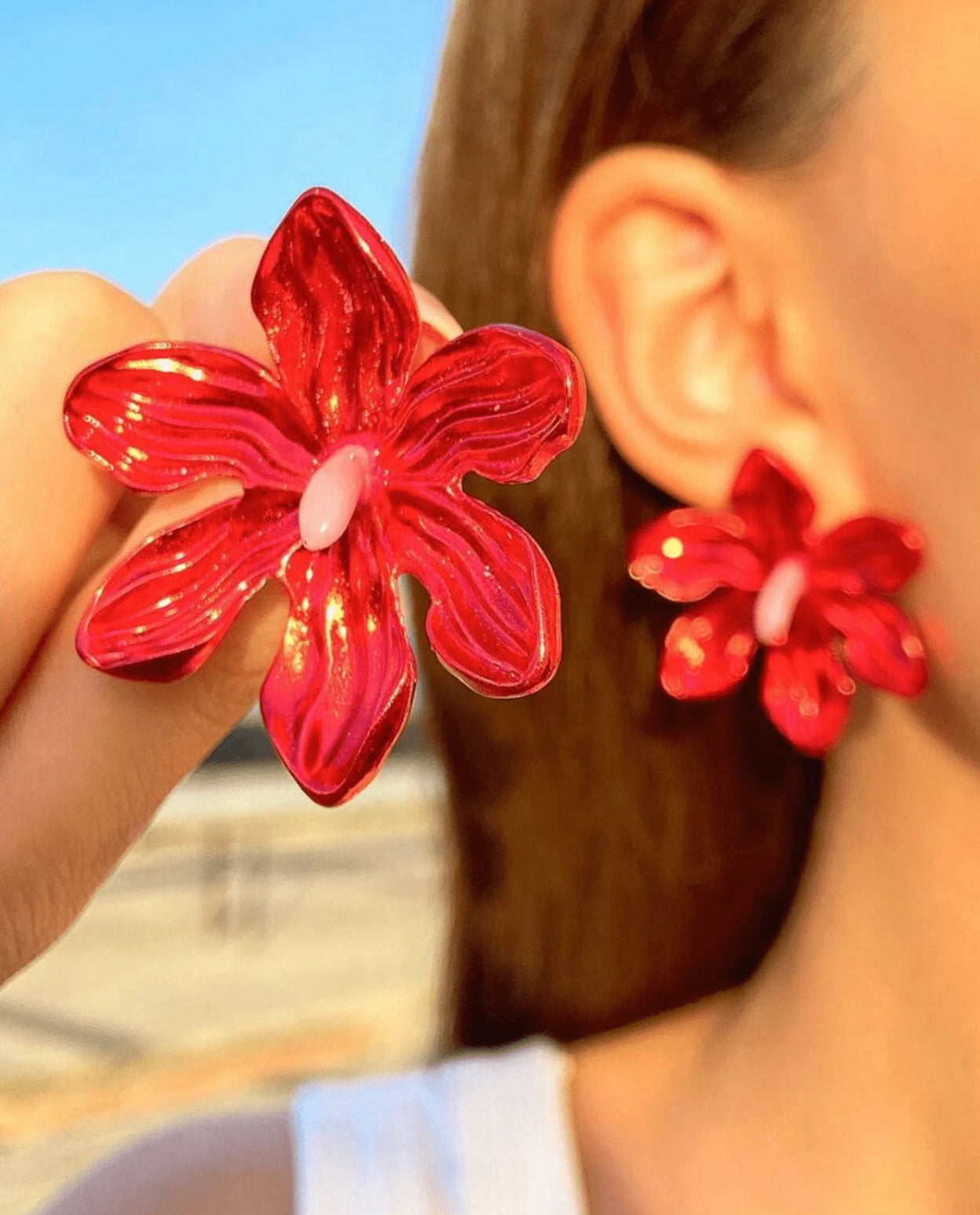 Red Cosmos Studs