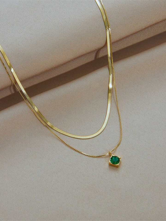 Emerald Snake Chain Necklace