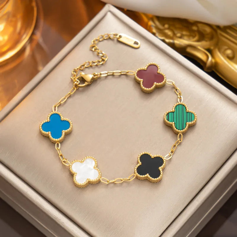 Multicolor Clover Tennis Bracelet