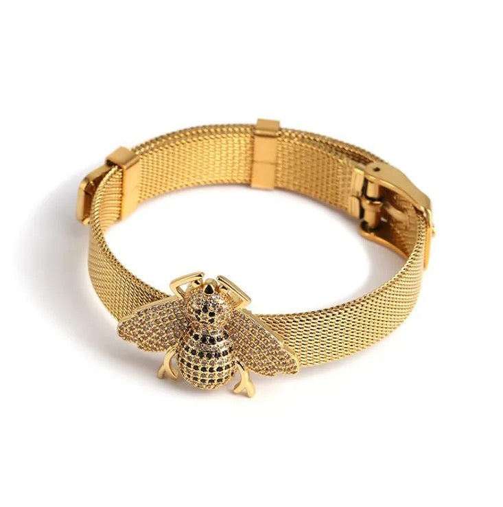 Call Me Bee Watch Belt Bracelet - Golden