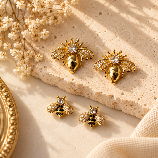 Golden Bee Earrings Set