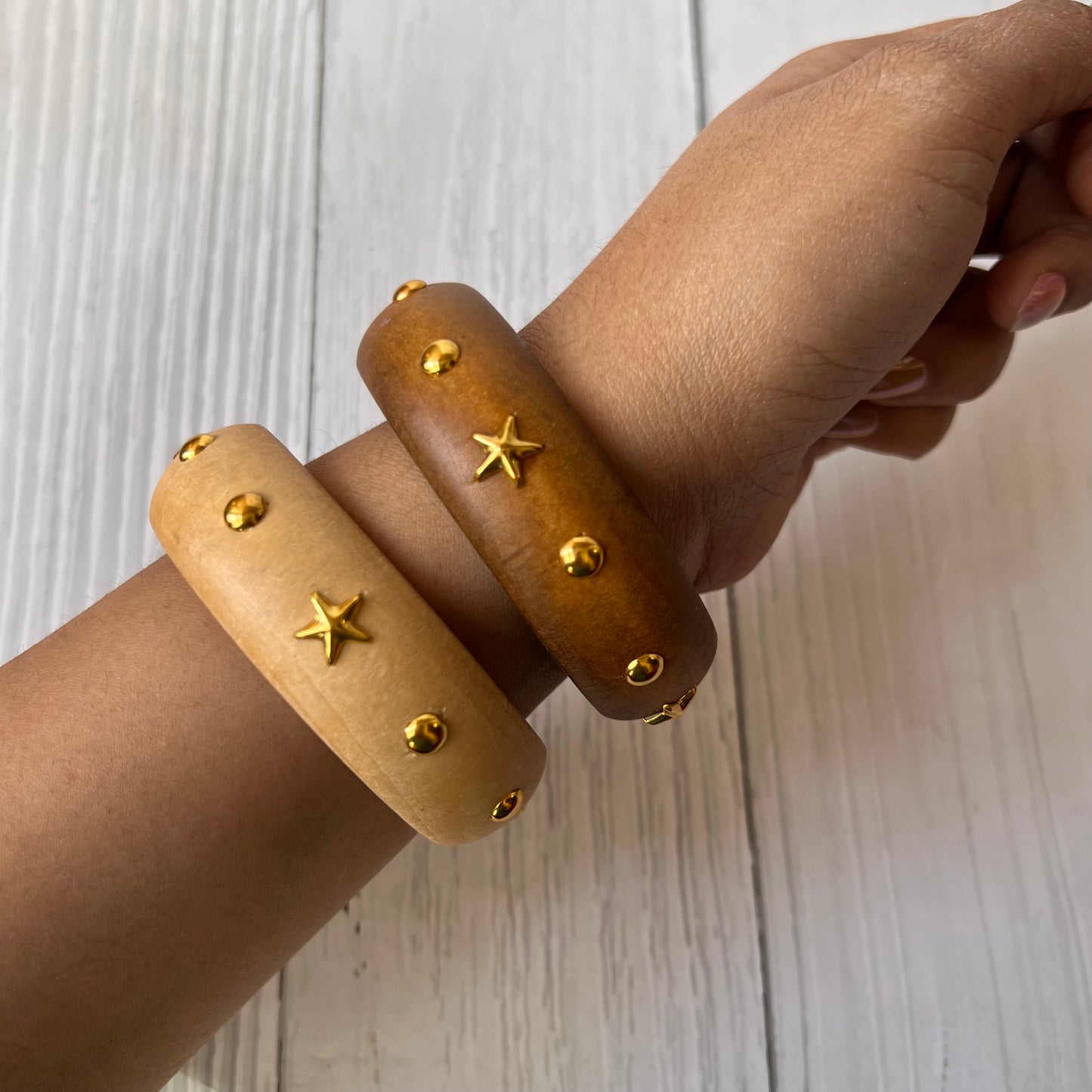 Love Stud Wooden Bangle