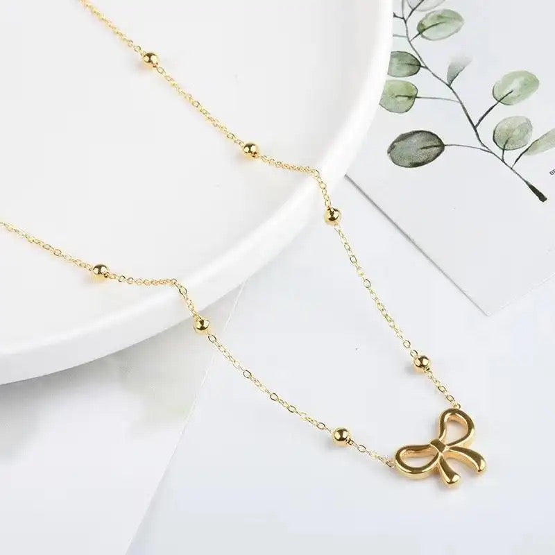 Lil Bow Necklace - Golden