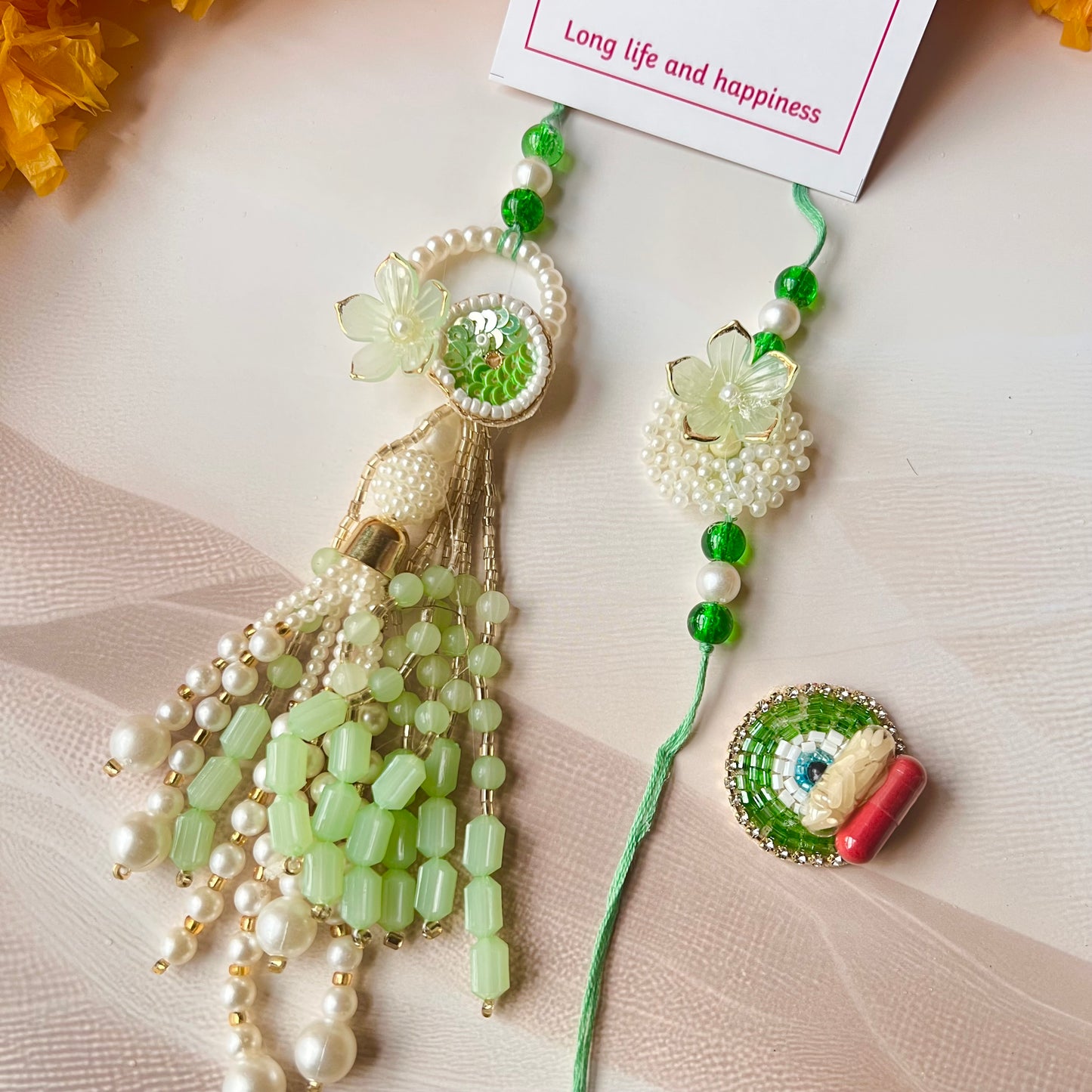 Floral rakhi set - Green