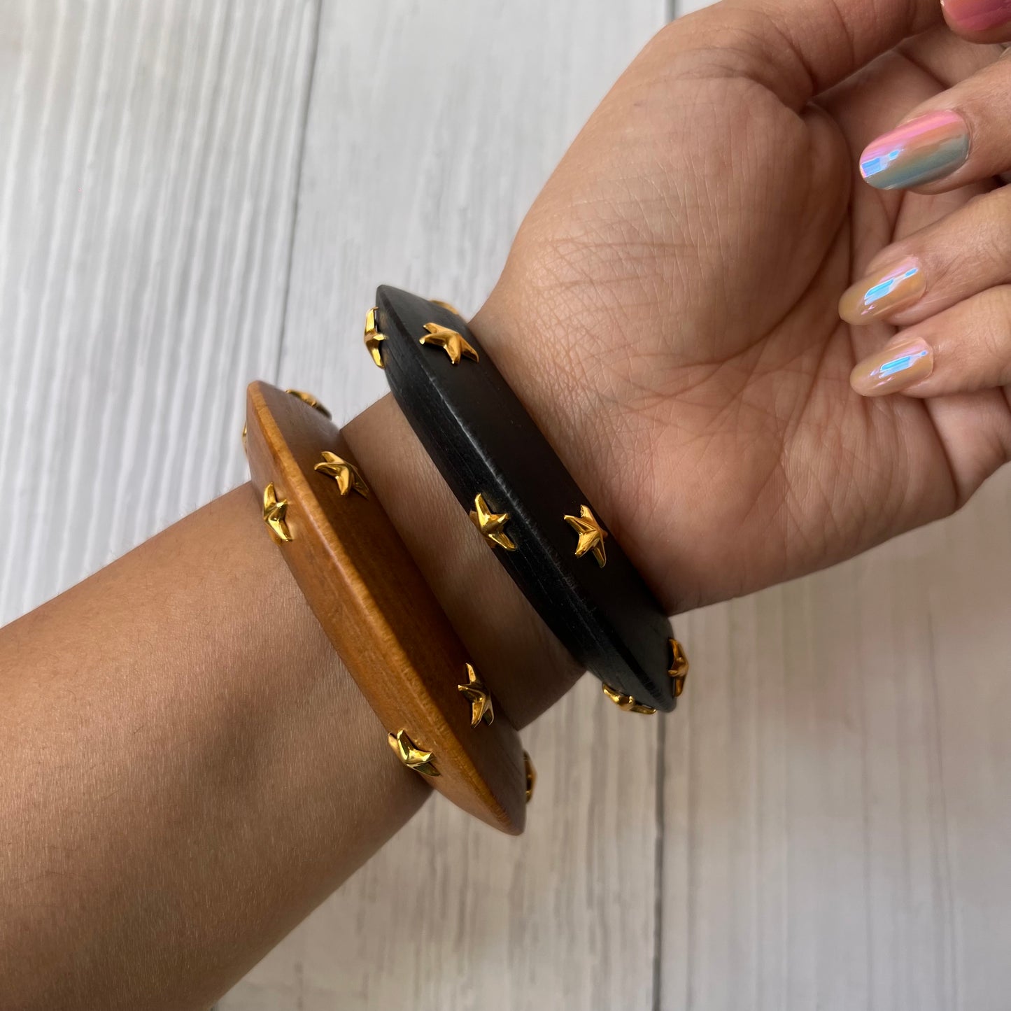 Star Stud Wooden Bangle