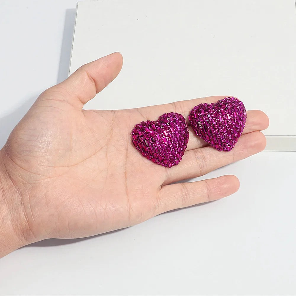 Rhinestone Heart Studs