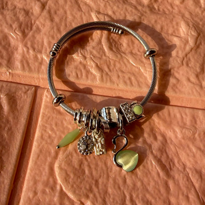 Mint Swan Charm Bracelet