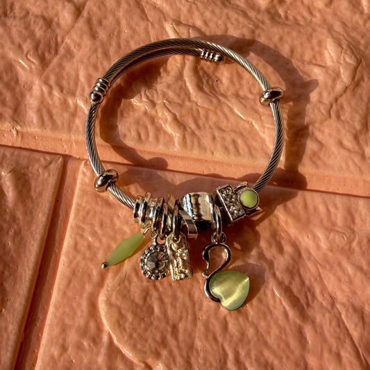 Mint Swan Charm Bracelet