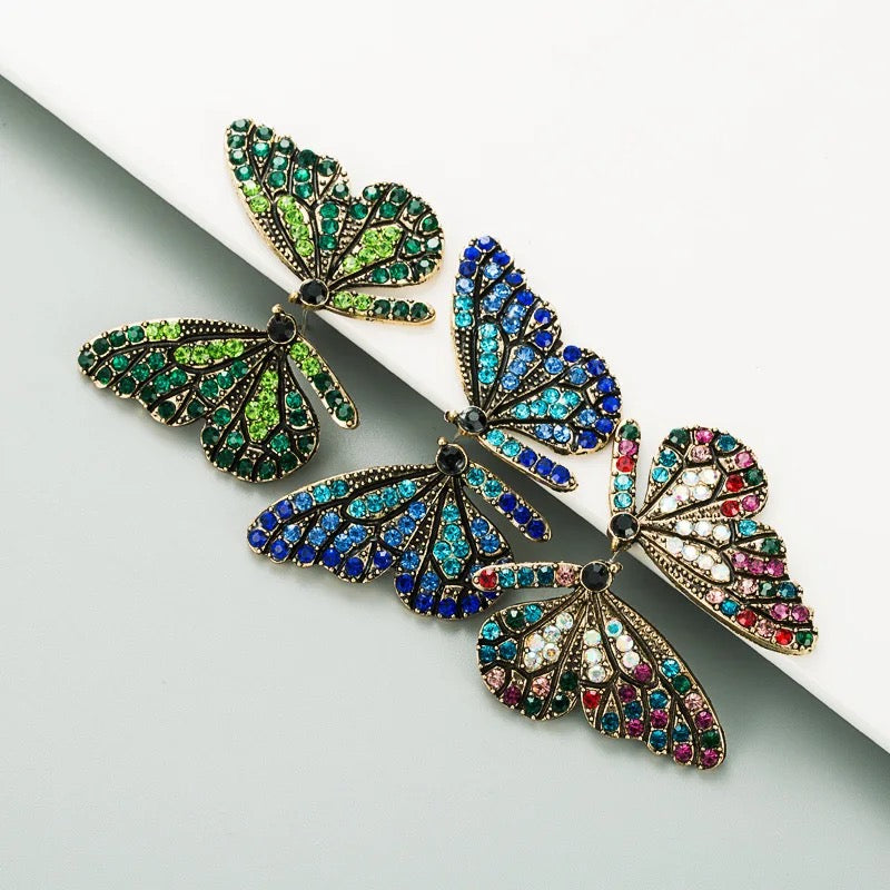 Rhinestone Butterfly Studs