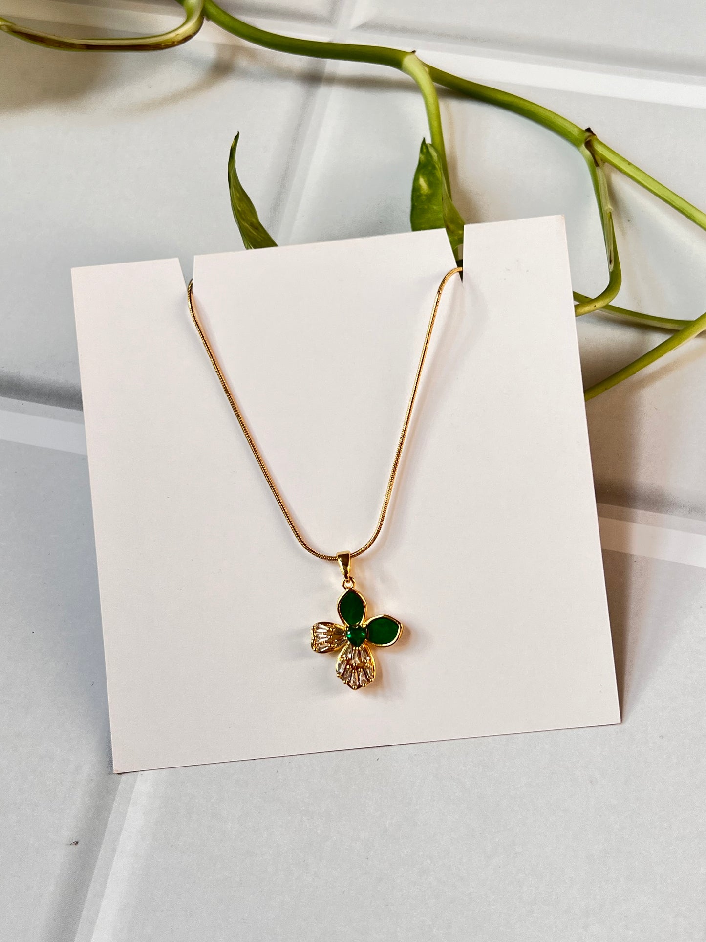 Emerald Flower Necklace