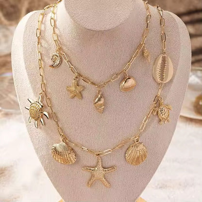 Layered Beach Charm Necklace