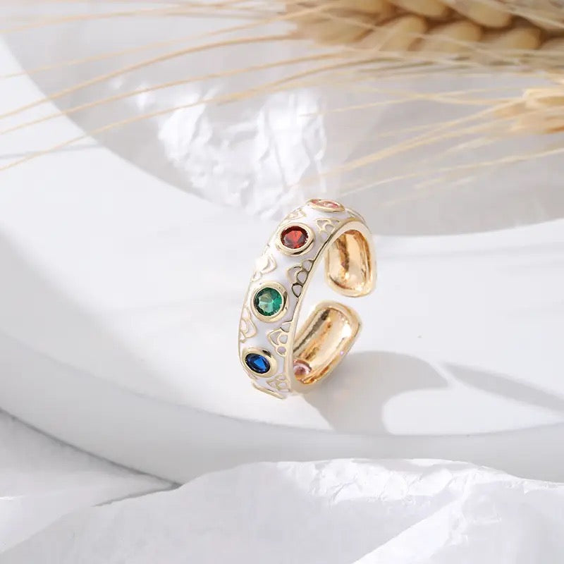 Rhinestone White Ring