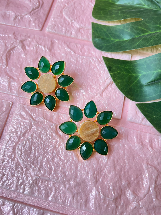 Green Stone Studs