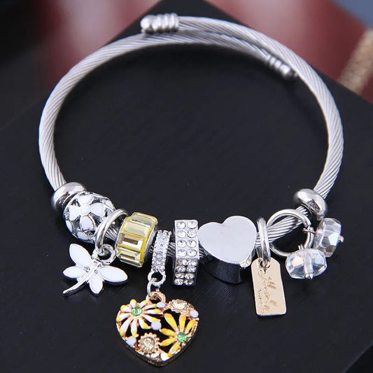 Yellow Heart Charm Bracelet