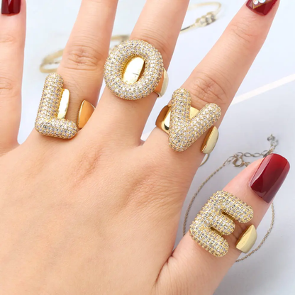 Diamond Alphabet Ring
