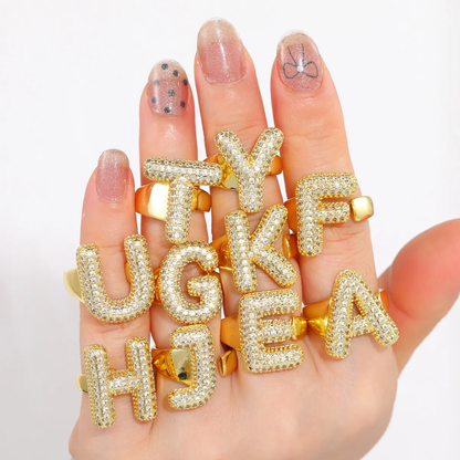 Diamond Alphabet Ring