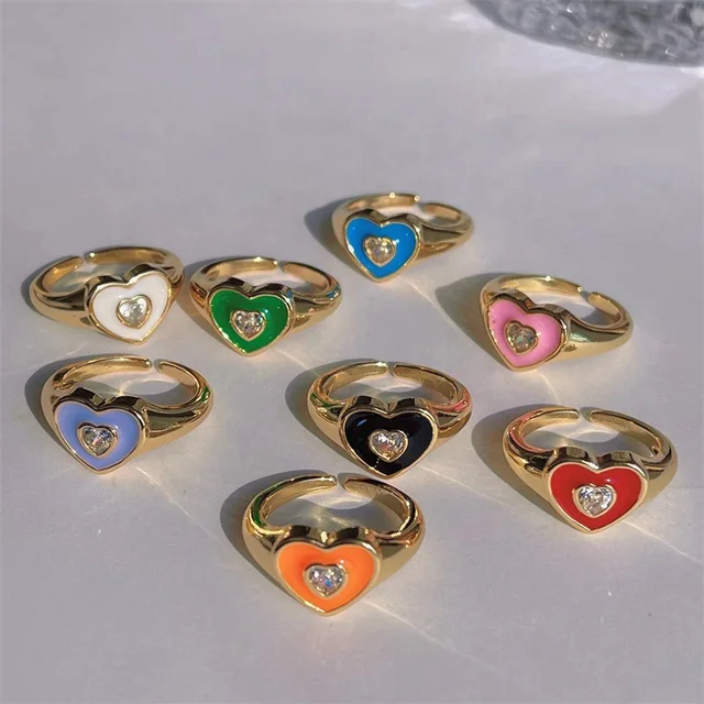 Enamel Heart Ring