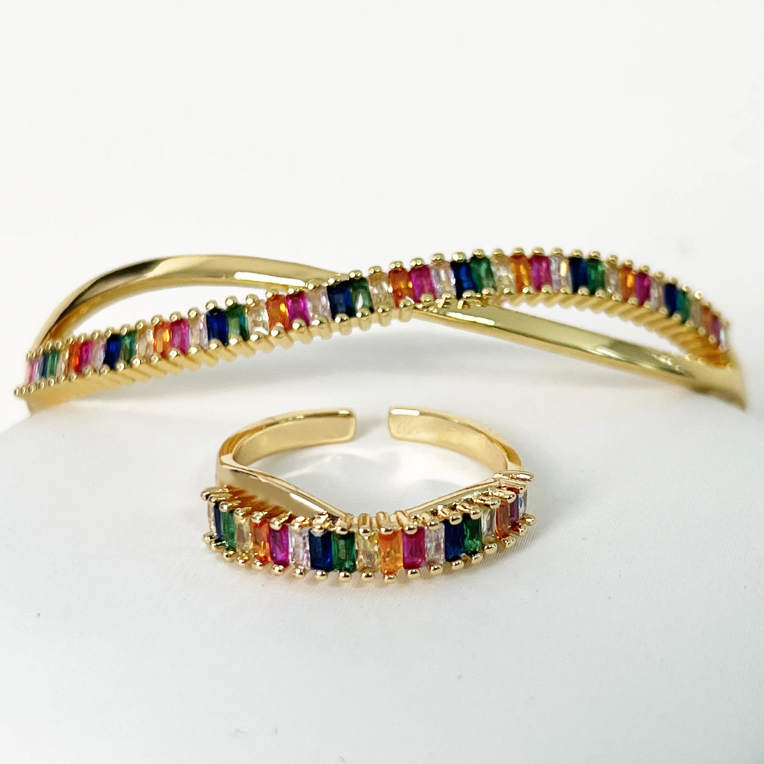 Rainbow Bracelet Ring Set