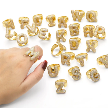 Diamond Alphabet Ring