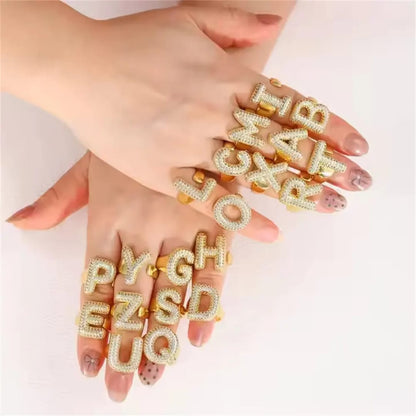 Diamond Alphabet Ring