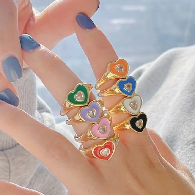 Enamel Heart Ring